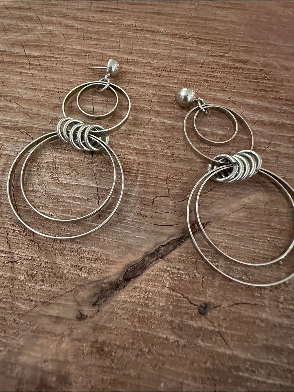 Silver Multi-Hoop Statement Drop Earrings